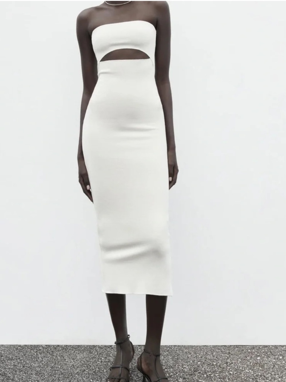 NWT ZARA Stretch Cut-Out Strapless Midi Dress